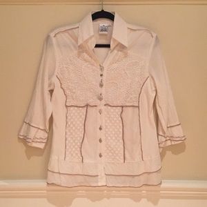 Parsley&Sage Beautiful Detailed White Blouse NWOT